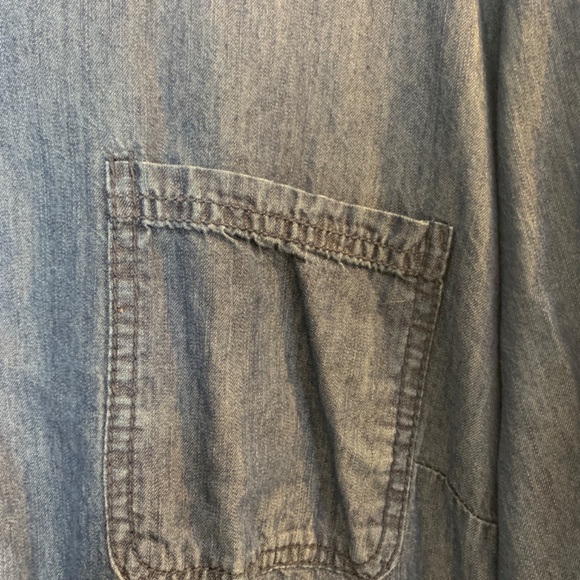 Sonoma Blue Denim Dress 3X Tie Waist Roll Tab Sleeve Button Front Cotton Blend - Picture 5 of 13